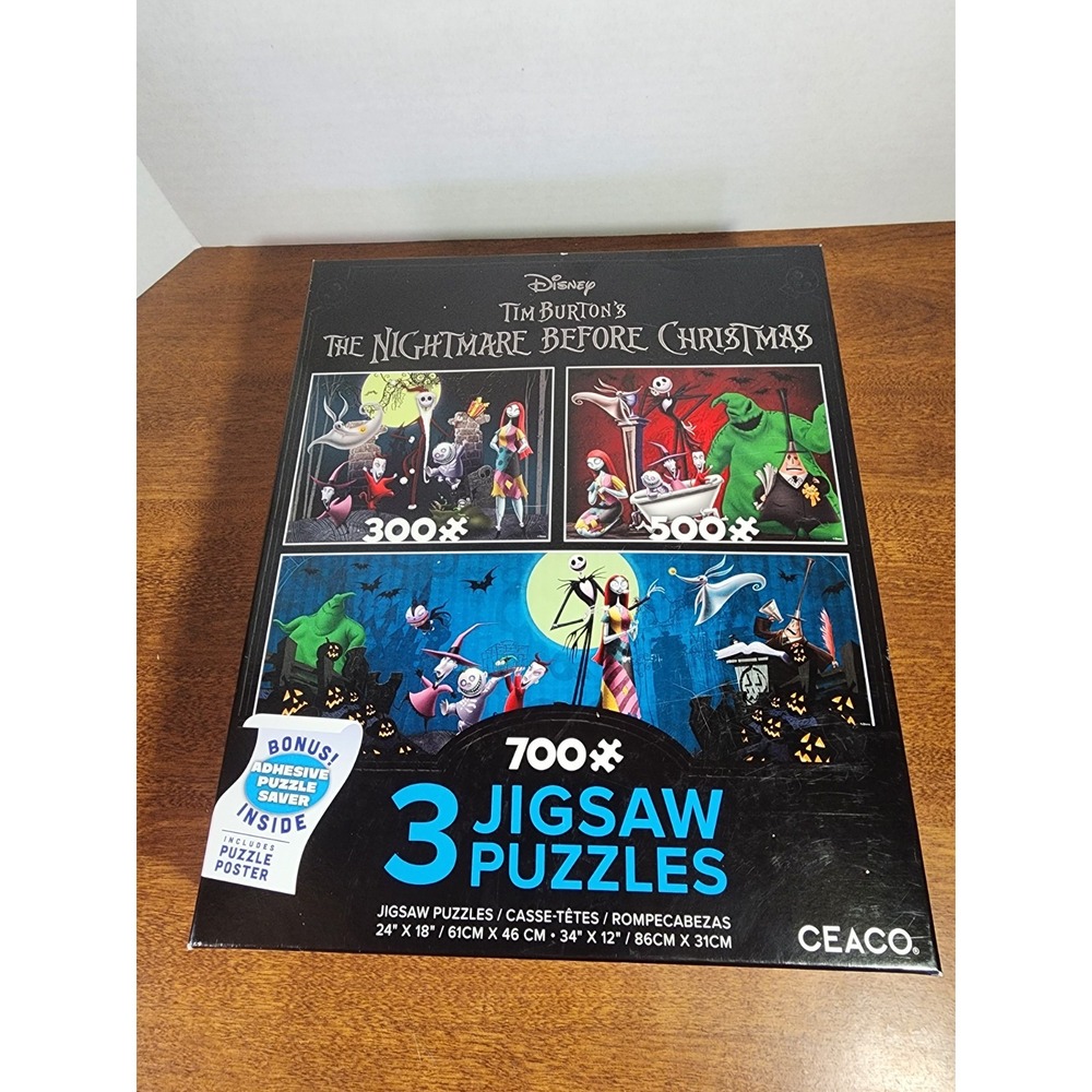 Disney Tim Burton 'The Nightmare Before Christmas' 1500pc 3in1 Jigsaw puzzle NEW